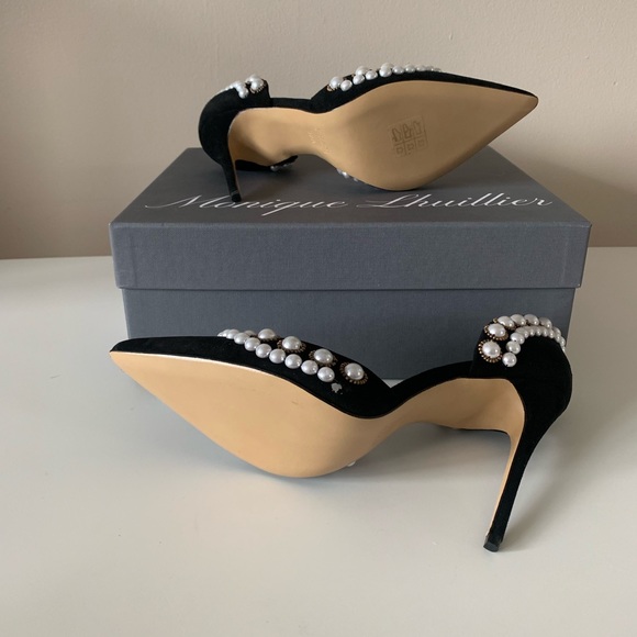 Monique Lhuillier Shannon Suede Pearl Pump - Picture 5 of 6